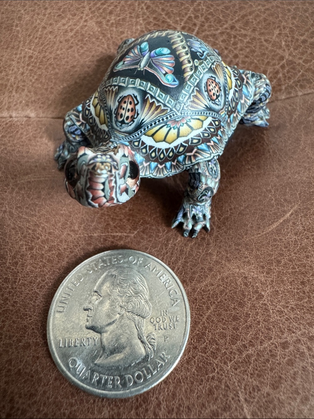 Jon Stuart Anderson Signed 2005 Fimo Creations Millefiori Clay Baby Turtle